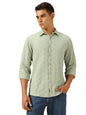 Dennis Lingo Men Regular Fit Cotton Solid Full Sleeves Spread Collar Shirt Green