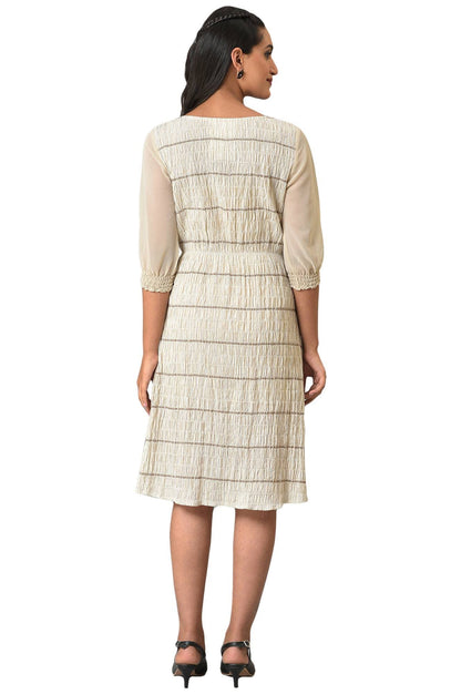 Aurelia Natural Striped Cotton Lycra Blend Shift Dress