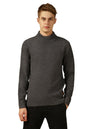 Dennis Lingo Men Grey Solid Slim Fit Full Sleeve Turtle Neck Pullover Sweater