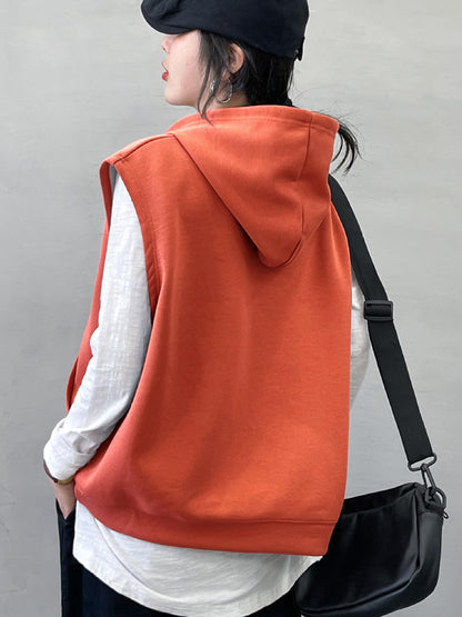 Noble Monk WomenS Sleeveless Casual Hoodie | Women Stylish Hoodie | Hooded Sweatshirt For Women Orange Rust