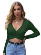Shasmi Womens & Girls Bottle Green Full Sleeve, V-Neck, Ruched Bust Solid Tops for Women/Tops, T-Shirts for Girls (TOP 64 Bott