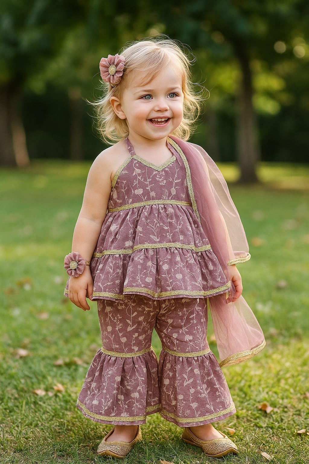 A.T.U.N. (ALL THINGS UBER NICE) Girls Kurti, Sharara and Dupatta Set | Comfortable Ethnic Wear Clothing Set