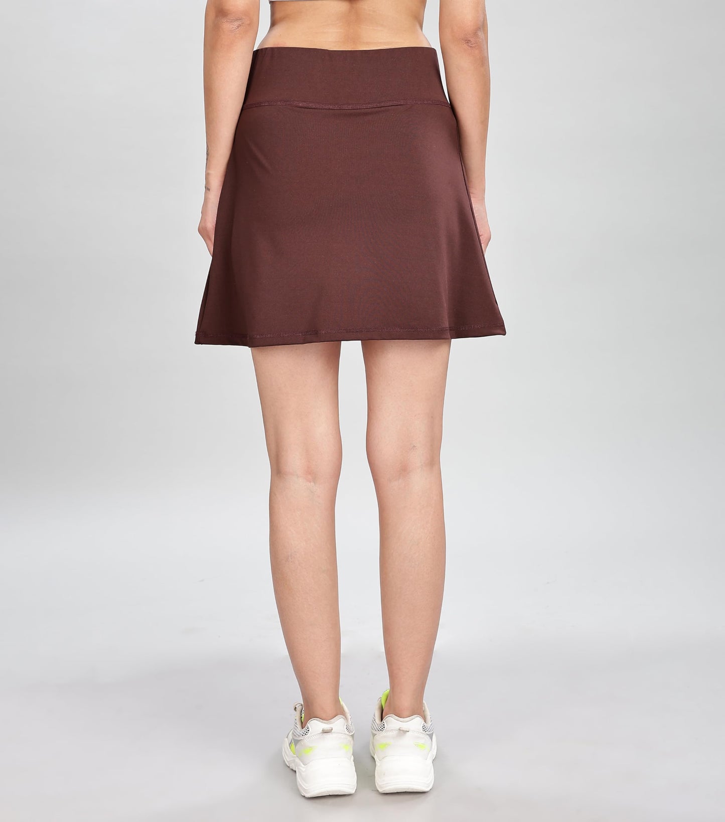SHODOX Womens Highwaist Stretchable Skater Skirts Knee Length Inbuilt with Inner Safety Shorts - Tennis Skirts with Shorts, Perf