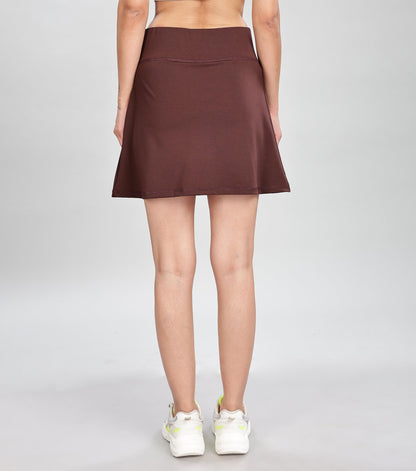 SHODOX Womens Highwaist Stretchable Skater Skirts Knee Length Inbuilt with Inner Safety Shorts - Tennis Skirts with Shorts, Perf