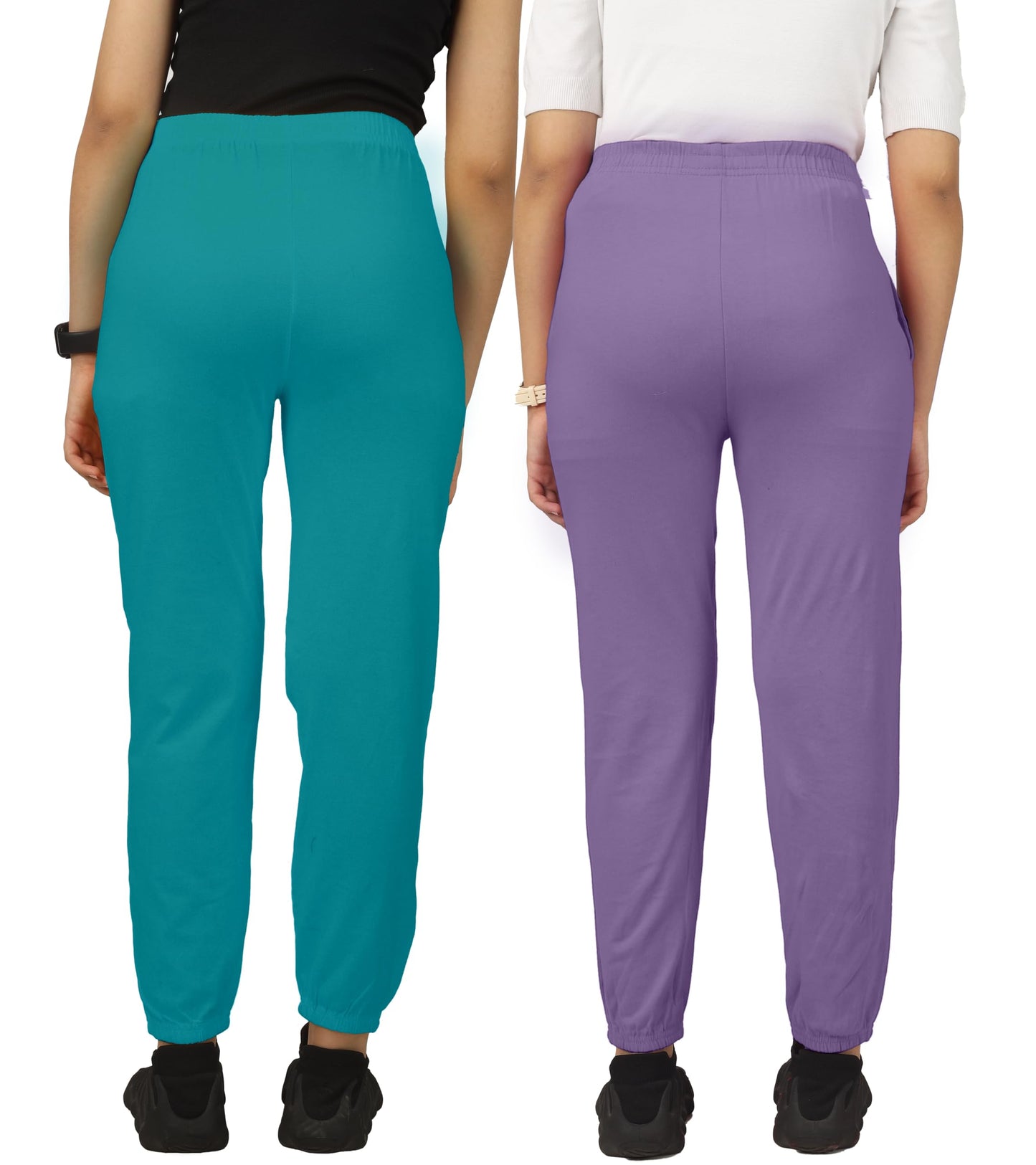 Kyda Kids Cotton Regular Fit Track Pants For Girls (Pack Of 2)