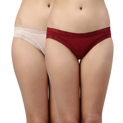 Enamor MB20 Modal Bikini Panties for Women Pack of 2, Full Coverage Low Waist, Antimicrobial & Stain Release Technology | Color