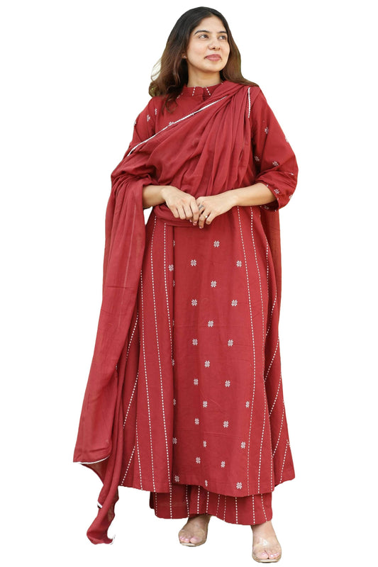 ANNI DESIGNER Women's Rayon Viscose A-Line Printed Kurta with Palazzo & Dupatta