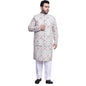 SOJANYA (Since 1958 Men's Cotton Linen Cream Kurta & Cream Nehrujacket With White Pyjama