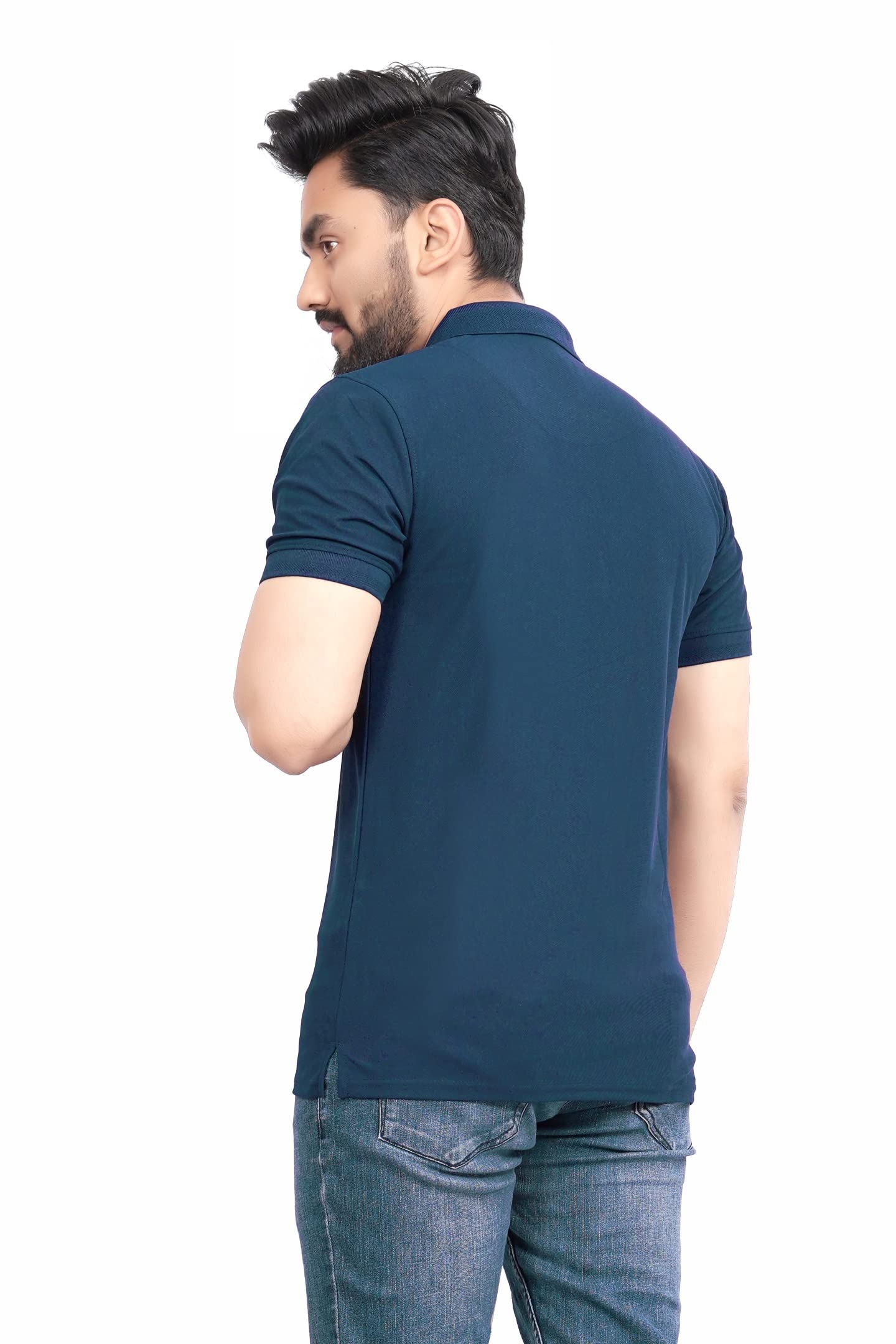 More & More MenS Solid Regular Fit Polo Airforce