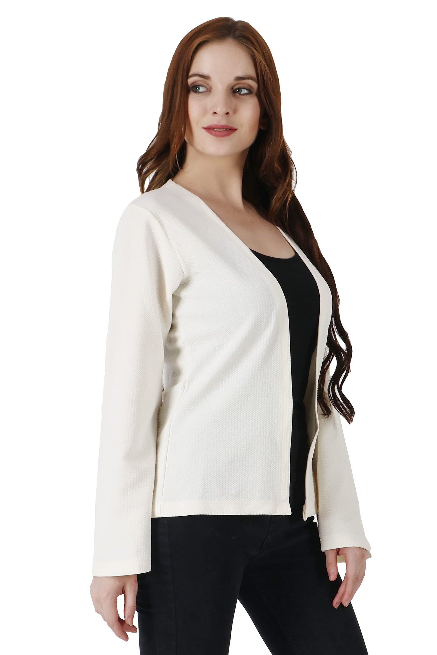 POPWINGS Casual Black Solid Front Open Shrug for Women || Latest Stylish Summer Wear Shrugs for Women || Hip-Length Women Shrug