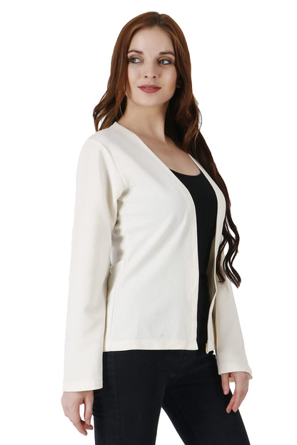 POPWINGS Casual Black Solid Front Open Shrug for Women || Latest Stylish Summer Wear Shrugs for Women || Hip-Length Women Shrug