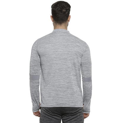 Campus Sutra Mens Solid Grey Dri-Fit Full Sleeve Activewear T-Shirt Regular Fit for Casual Wear | Modern Clothing T-Shirt Craft
