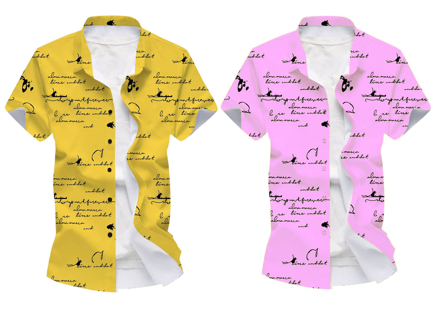 Kadiyu Half Sleeve Printed Shirts For Men Regular Fit Printed Spread Collar Casual Shirt Lycra Fabric With Combo Shirt (Pack Of