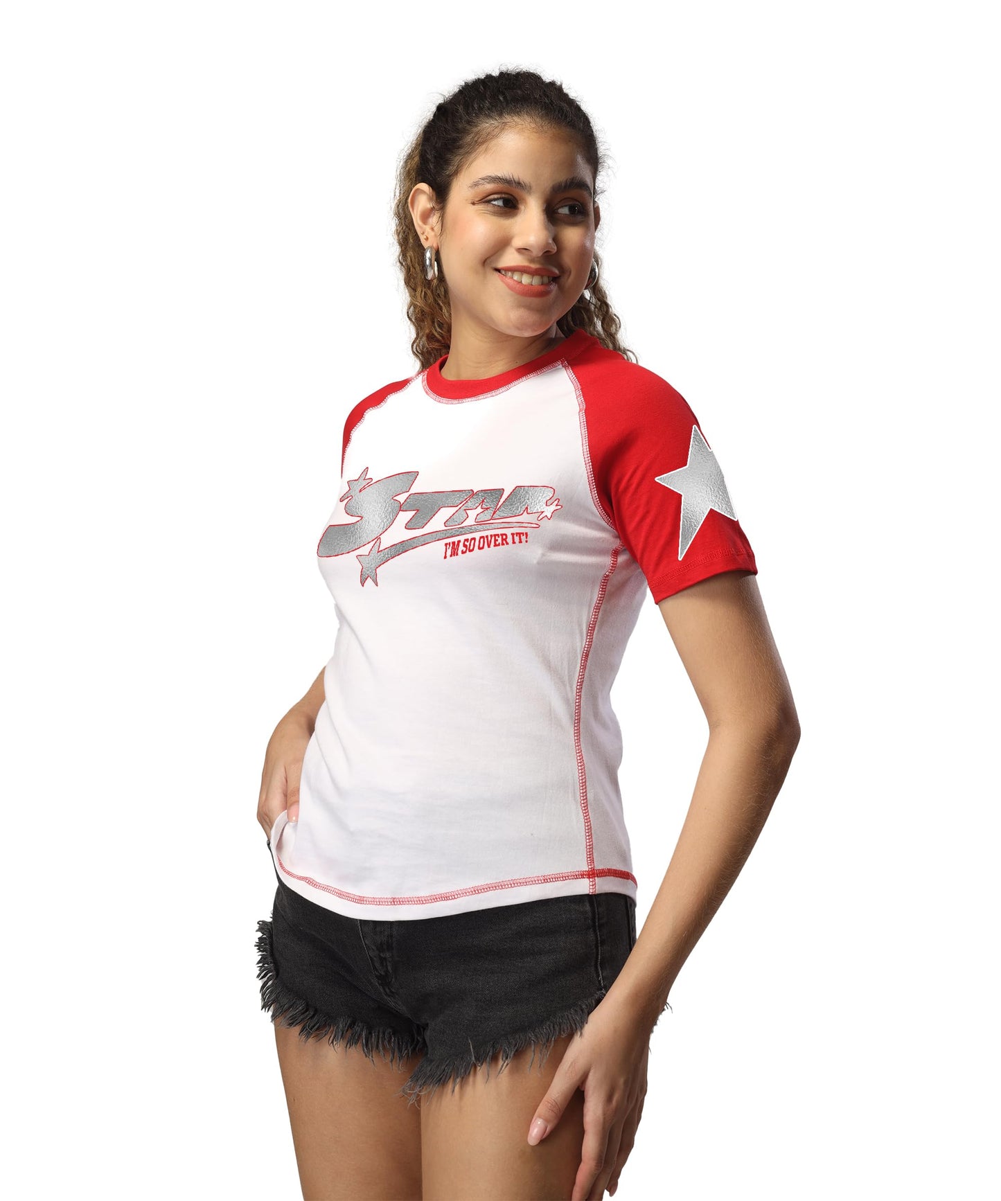 SHODOX Womens 100% Cotton Printed Regular fit Round Neck Short Sleeve Tshirt (Pack of 1)