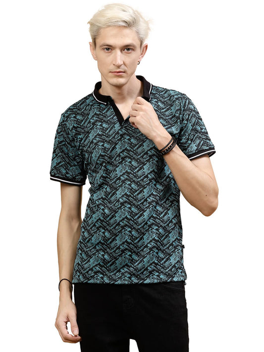 Rigo Half Sleeve Polo Neck T-Shirt for Men | Regular Fit, Solid Casual T-Shirts | Collar T-Shirts for Men Teal Green