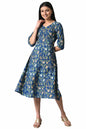 Aurelia Women's Crepe A-Line Below The Knee Dress (23AUA14116-503022_Linchen Blue