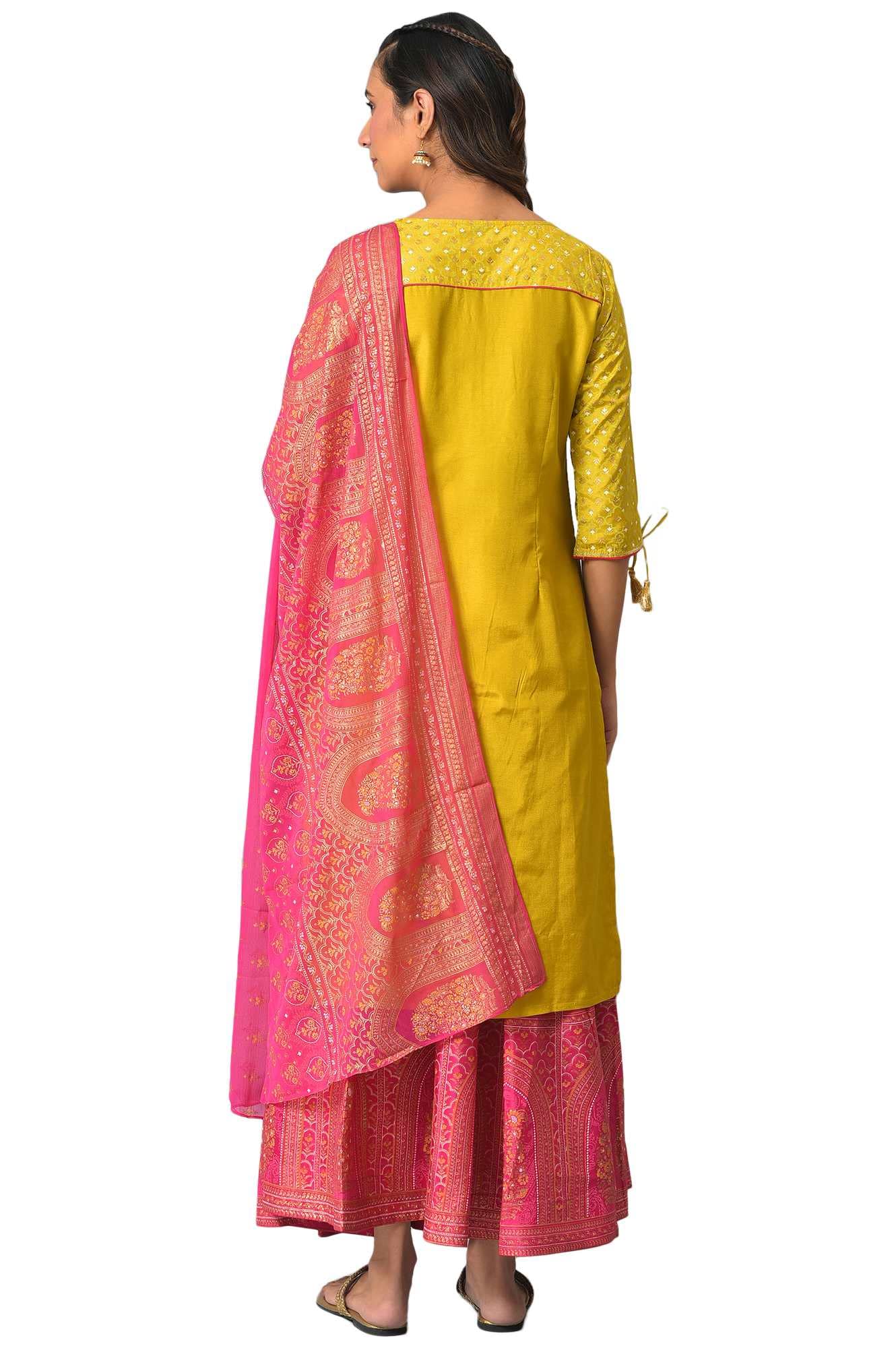 Aurelia Polyester Women's Hand Work Kurti Skirt With Dupatta