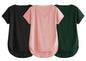 Fabricorn Combo Of Three Plain Bottle Green, Black And Dusty Rose V-Neck Up And Down Cotton Tshirt For Women (Bottle Green, Blac