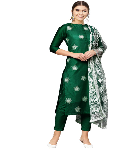 ANNI DESIGNER Women's Cotton Blend Kurta Sets With Pant & Dupatta