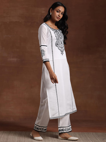 Libas WomenS Pure Cotton Kurta Set (27823_White