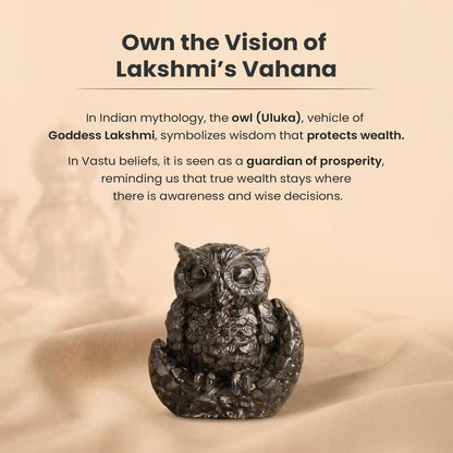 Astrotalk Pyrite Owl | Statue for Wealth, Success & Protection | Vastu Showpiece for Home Decor for Living Room & Office Desk | Vastu Items for Good Luck | Housewarming Gift