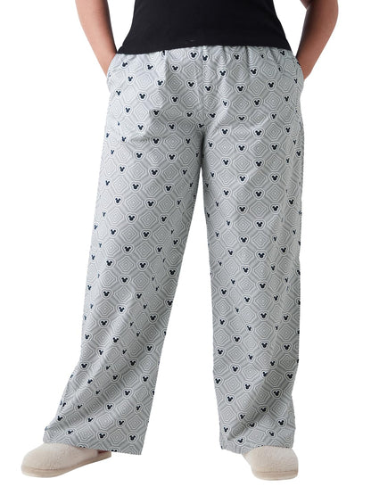 Bewakoof Womens All Over Print Regular Fit Poplin Plus Size Pyjama_645098_Grey_3XL