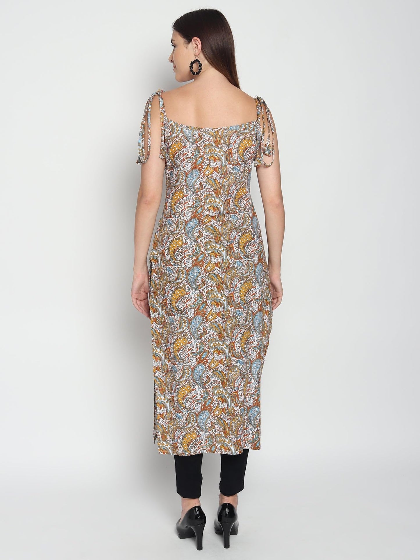 Patlani WomenS Crepe Full Stitched Kurti. Brown