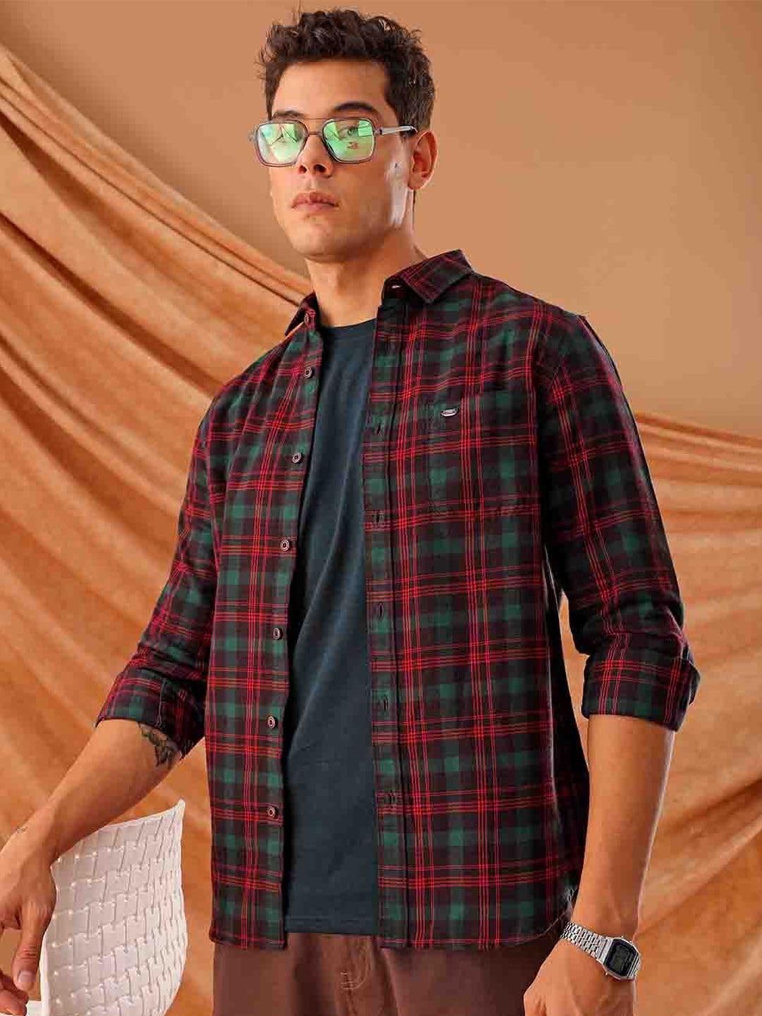 The Indian Garage Co Mens Slim Fit Shirt (1223-SHBCYD-05-01_Red