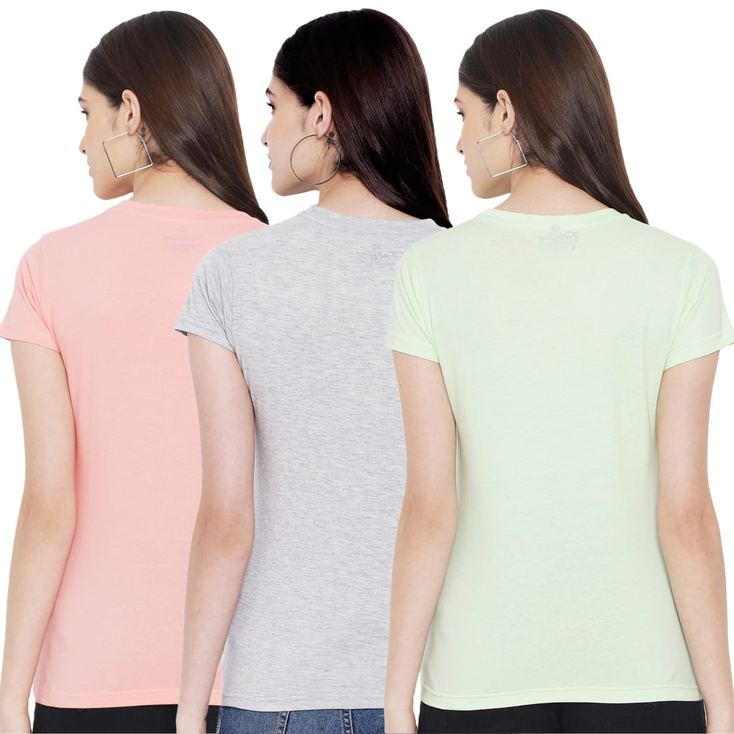 Preneum Womens Cotton Regular Fit Latest Graphic Stylish Printed Short Sleeves Casual T-Shirt || Trendy & Styles (Pack 3), Peac