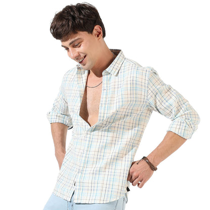 Campus Sutra Mens Multicolour Checkered Spread Collar Button Up Shirt for Casual Wear | Regular Fit | Cotton Shirt Crafted with