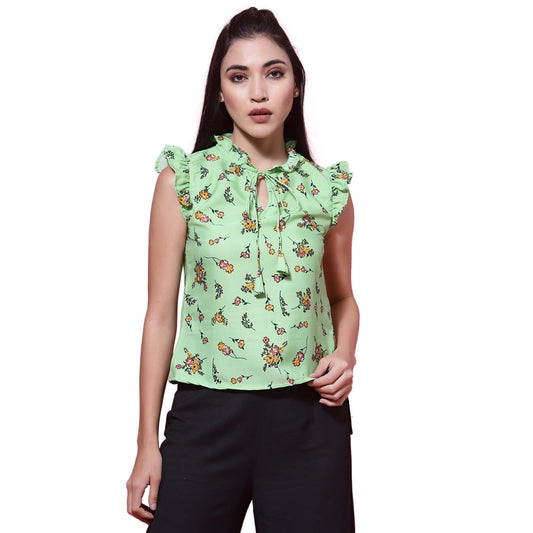 OOMPH! Sleeveless Tops for Women, Green - mt475
