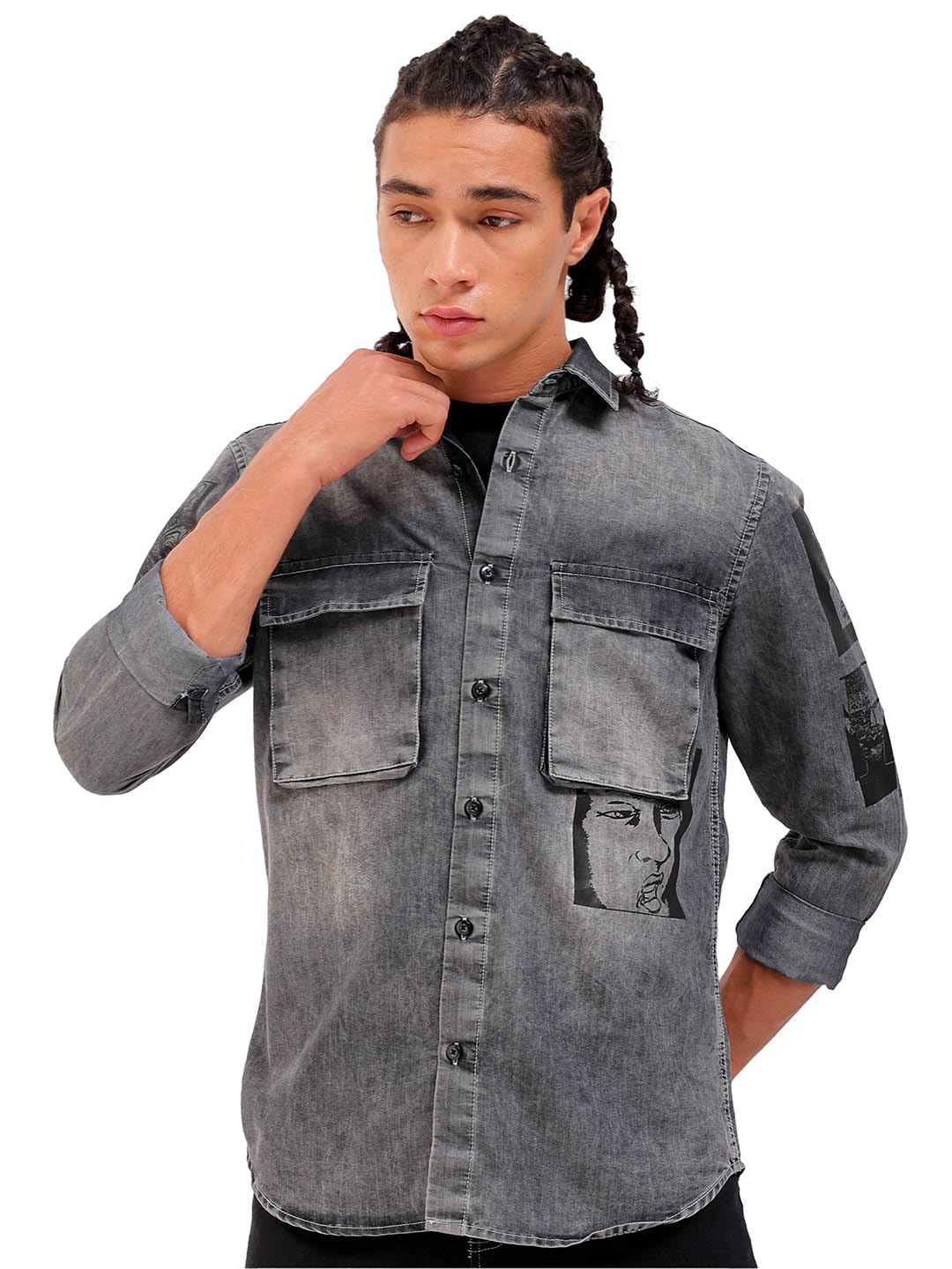 The Indian Garage Co Mens Regular Fit Shirt (0723-CARGDNMSRT-02_Grey