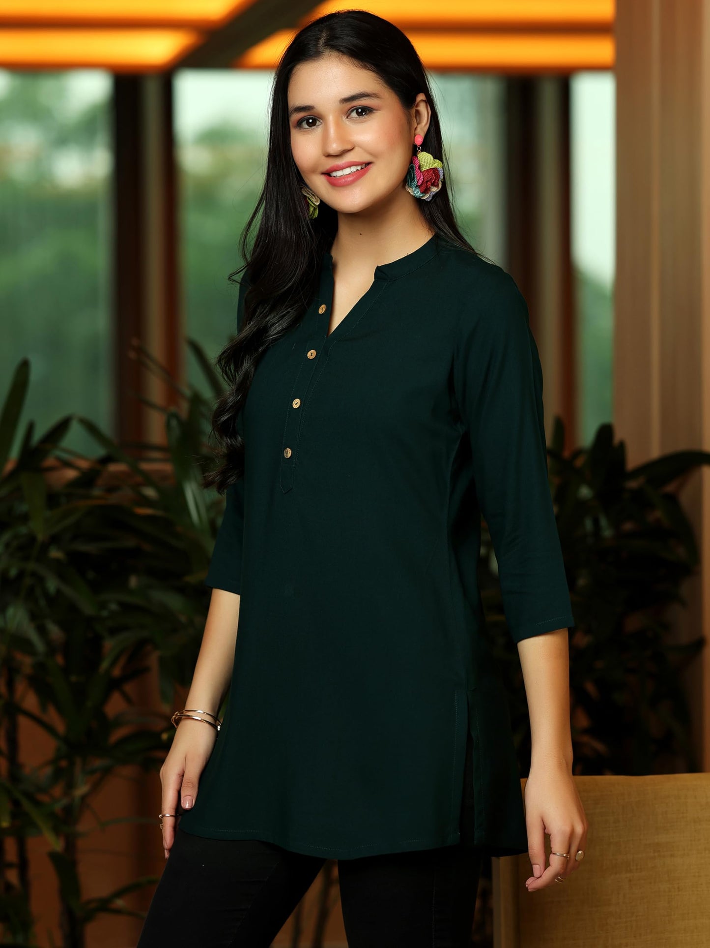 Libas WomenS Viscose Rayon Straight Kurtis (29290I_Green