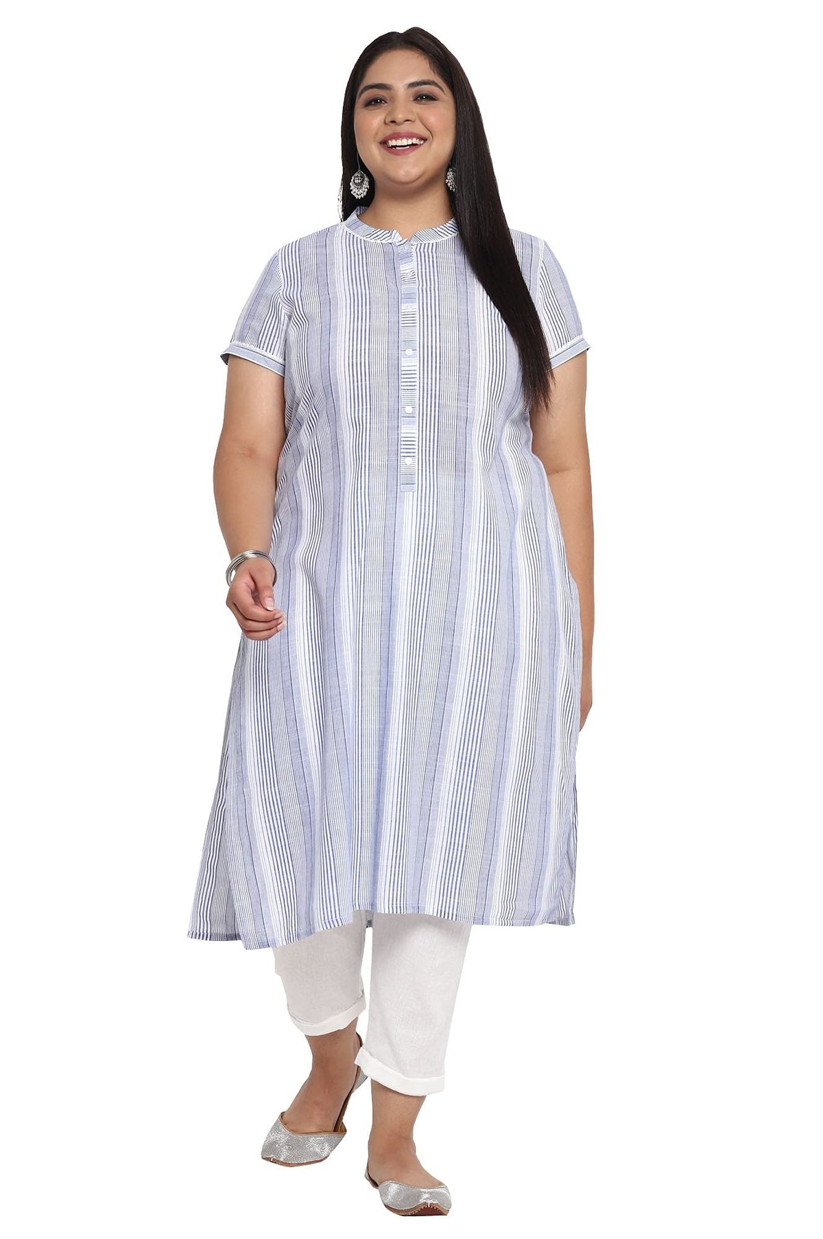 Aurelia WomenS Cotton Regular Kurta (21Aua12365Ss-702181_Blue_Xs), Regular Fit