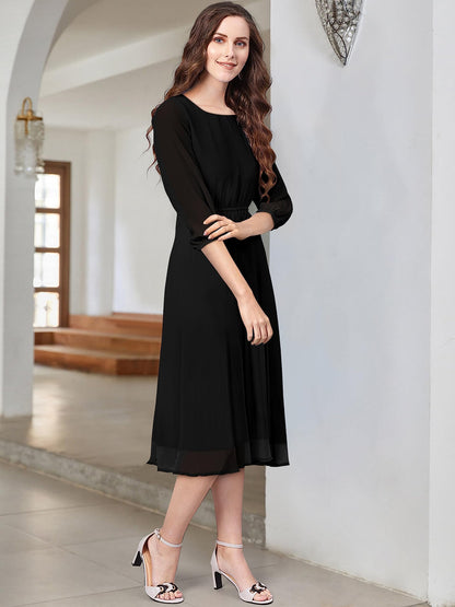Toochki WomenS Georgette Fit And Flare Below The Knee Dress (Toochki089-Dr_Black
