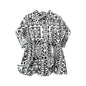 Gufrina WomenS Polyester Shirt With Pocket Half Raglan Sleeves Spread Collar Neck Geometric Printed Relaxed Fit And Standard Le