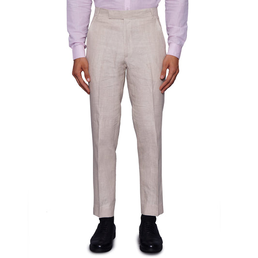 WINTAGE Mens Regular Fit Linen Pants Natural