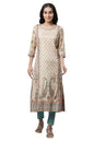 Aurelia Women's Irish Cream Floral Print Viscose Aline Kurta_23AUA13825-507134_M