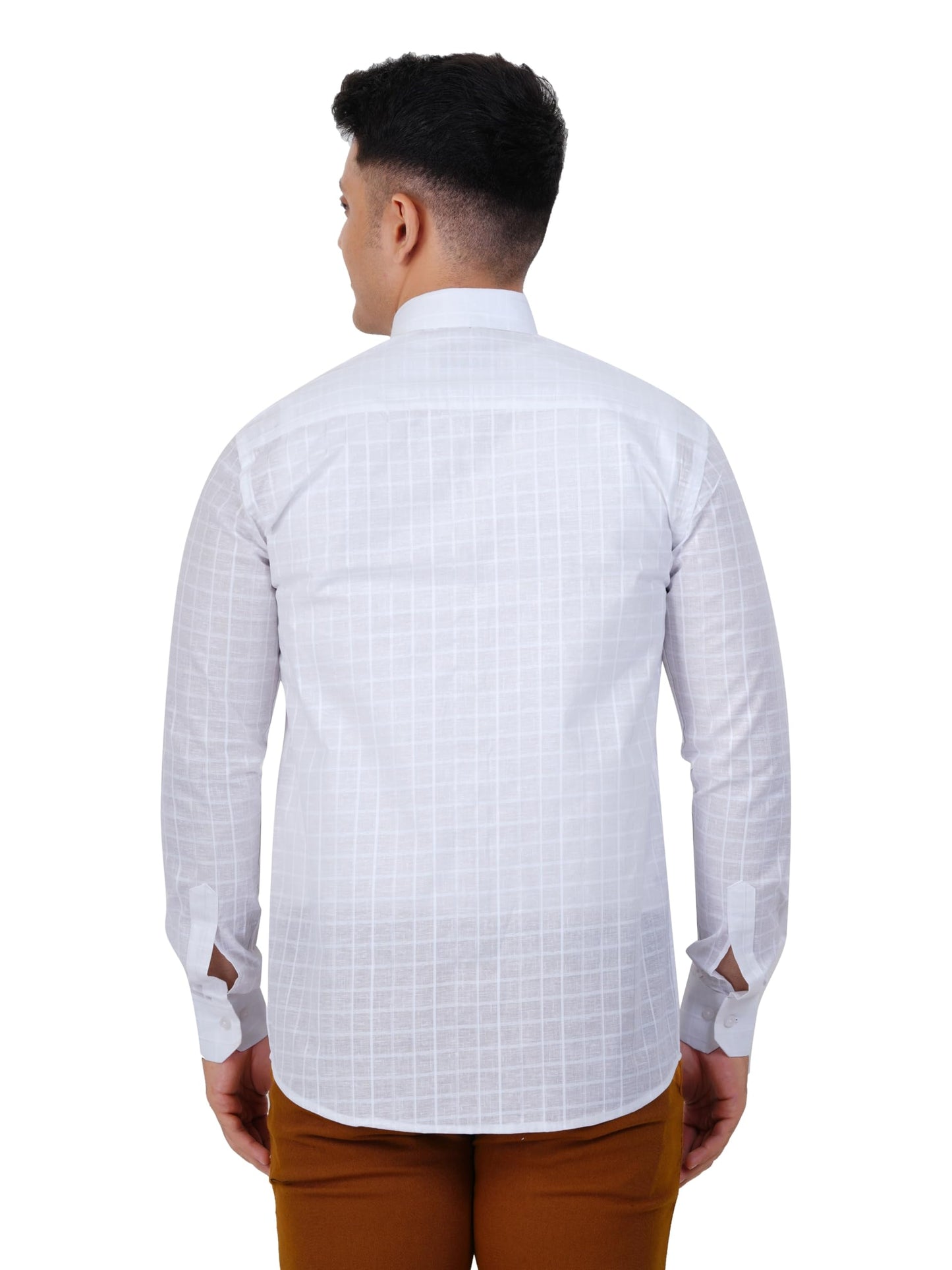 PRAKASAM COTTON Minister Cotton White Full Sleeve Shirt for Mens/White Regular Fit Full Sleeve Transparent with Self Design Shi