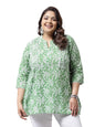Stylum Womens Plus Size Tropical Printed Cotton Empire Top