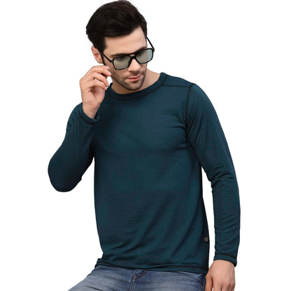 Rigo Men Teal Poly Corduroy T-Shirt