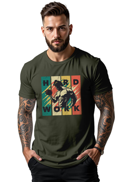 Peppyzone Mens Regular Fit T-Shirt (PZ-GYM133_Olive3