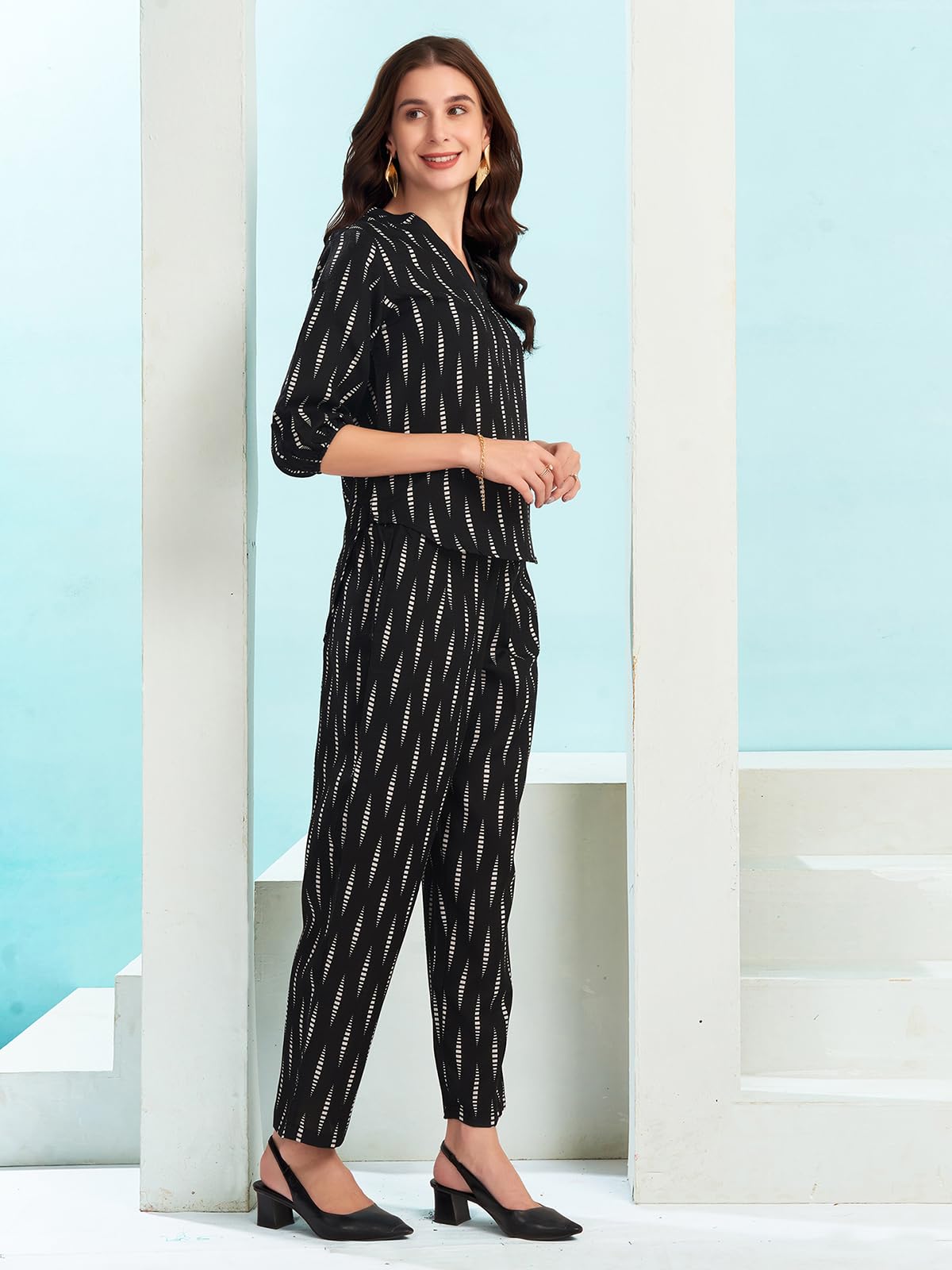 Selvia Co-ords Set for Women|Cotton Blend Top & Trouser Set|Ethnic Co-ords Set for Women|Printed Two Piece Co-ord Set Co-ords Se