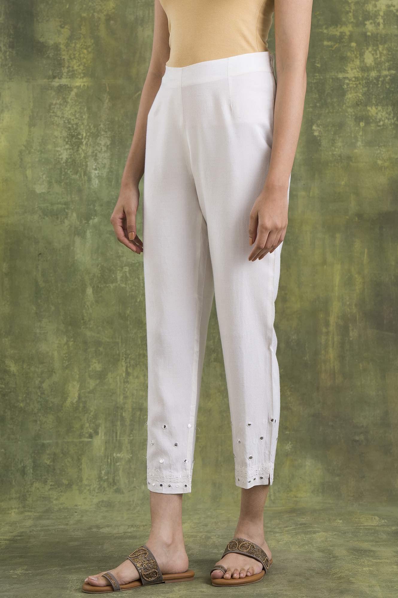 Folksong Strechable Slim Pants for Women | Trousers for Women | W for Woman