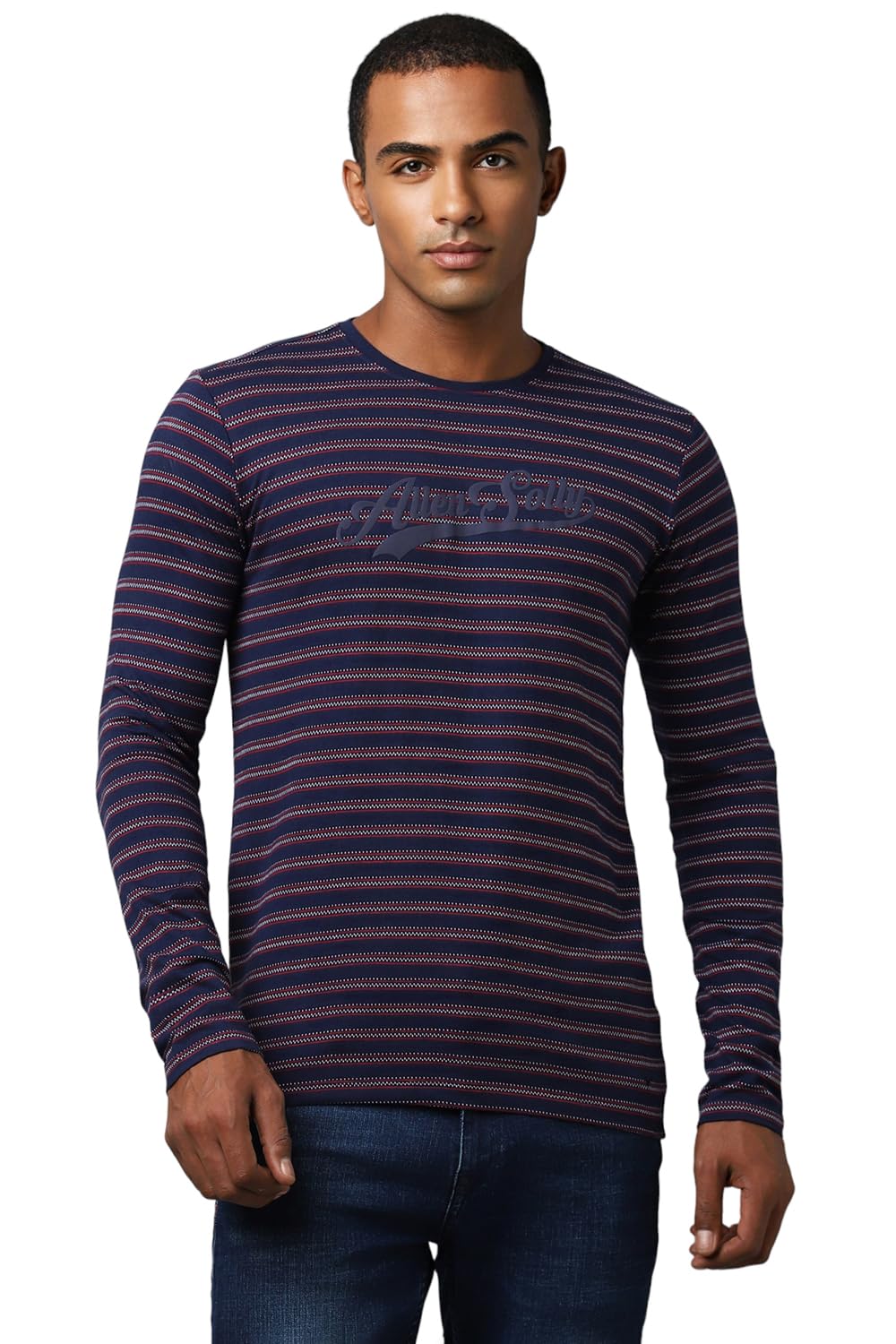 Allen Solly Men Striped Casual Full Sleeve Crew Neck T-Shirt