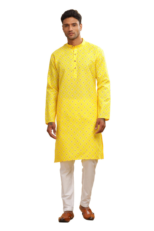 Be Active MenS Cotton Regular Kurta (C-399-1_Yellow
