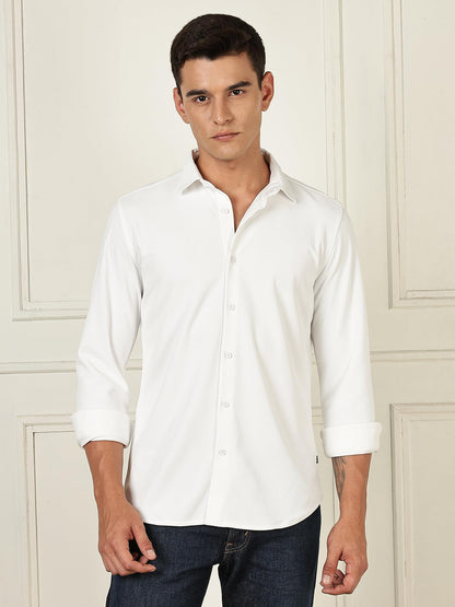Thomas Scott Mens | Premium | Spread Collar | Slim Fit | Long Sleeves | 4 Way Stretch | Coolmax | Knitted | Casual | Shirts for