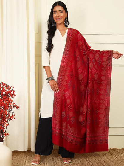 Pashmoda Women Khumar Kaani Wool Blend Kashmiri Shawl, Stole, Scarf, Luxury Pashmina Evening Wrap (Size: 101 X 203 CM)