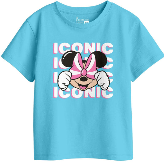 Bon Organik Girls Regular Fit T-Shirt (BON11426_Sky Blue