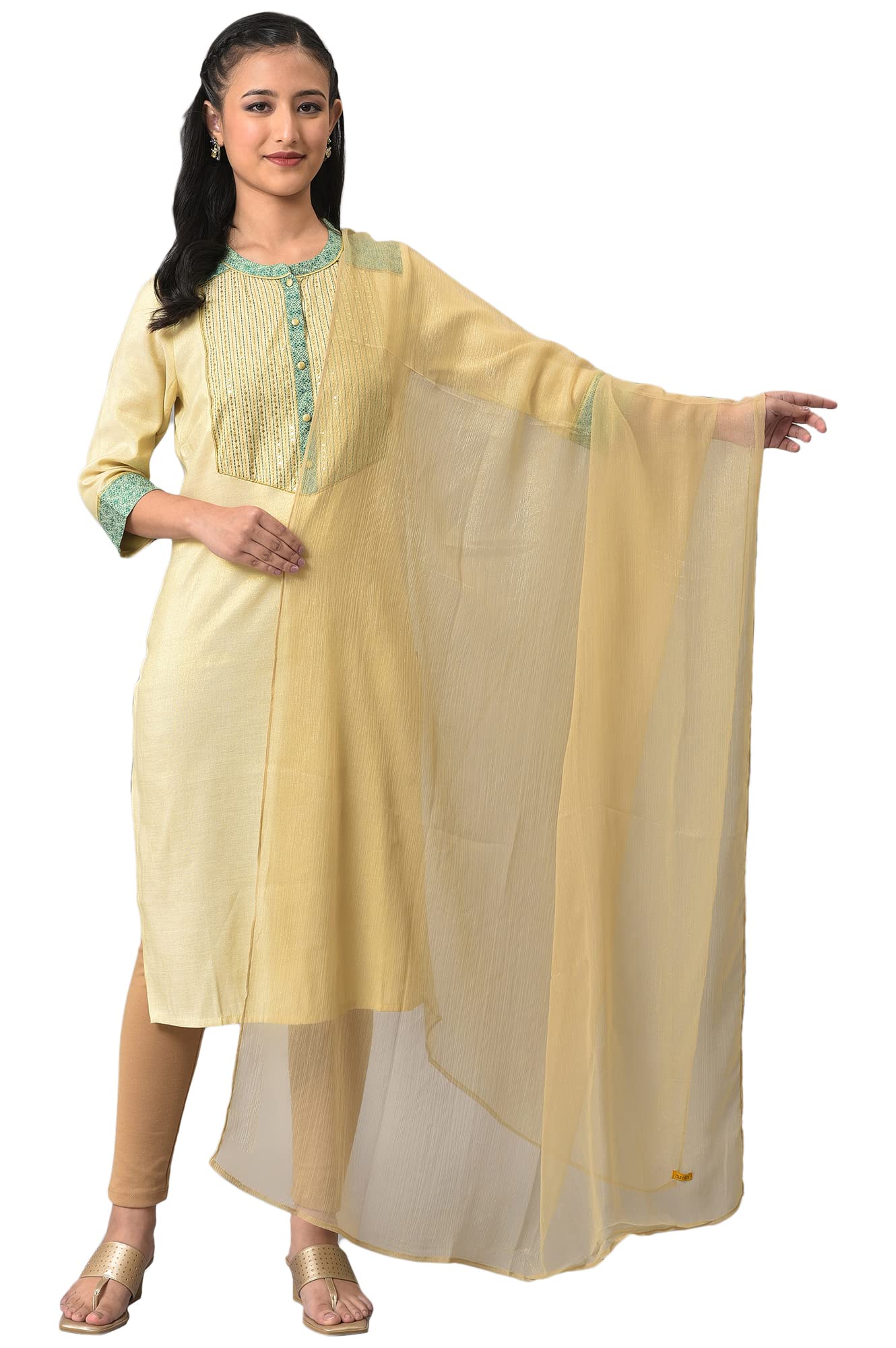 Light Gold Printed Ethnic Dupatta